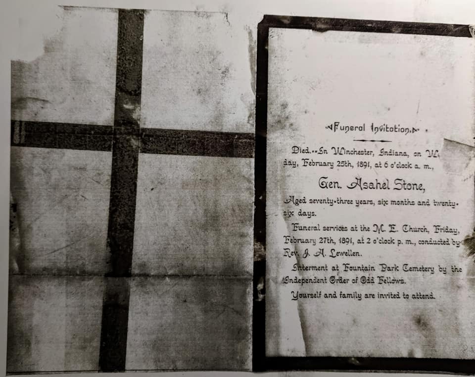 Funeral Card for Asahel Stone